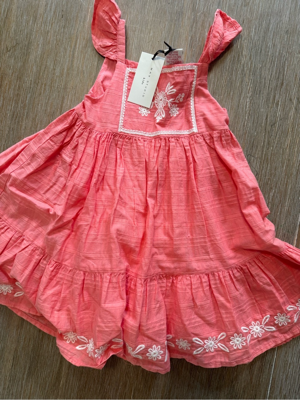 Max Studio Coral Pink Floral Dress with Embroidered hem